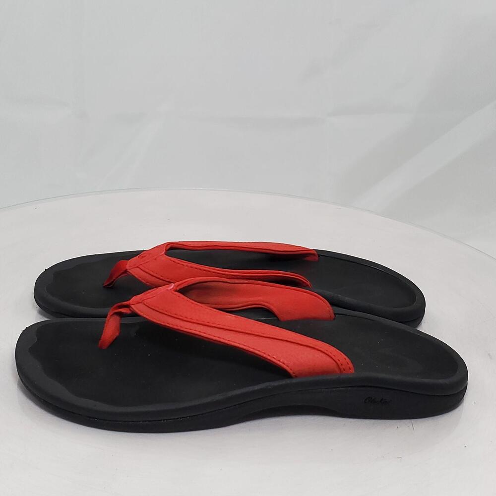 OluKai Ohana Sandals Women 8/38 Red Synthetic Comfort Flip Flop Beach Shoes